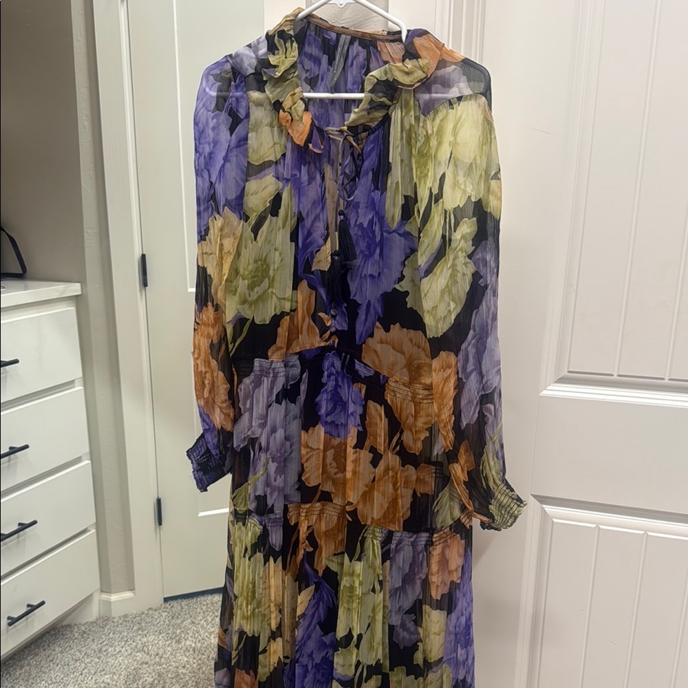 Anthropologie Floral Chiffon Maxi Dress